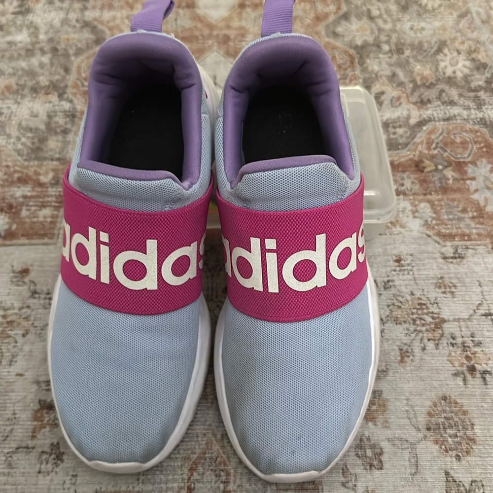 Adidas pink and blue kids shoes size 4 wide - Picture 2 of 3